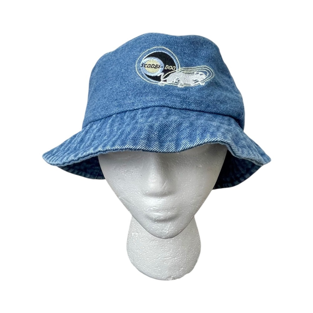 Vintage Y2K Scooby Doo Bucket Hat One Size Adult Blue Denim Embroidered READ